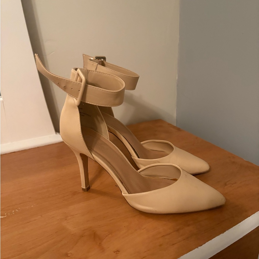 Elegant Cream Ankle Strap Heels